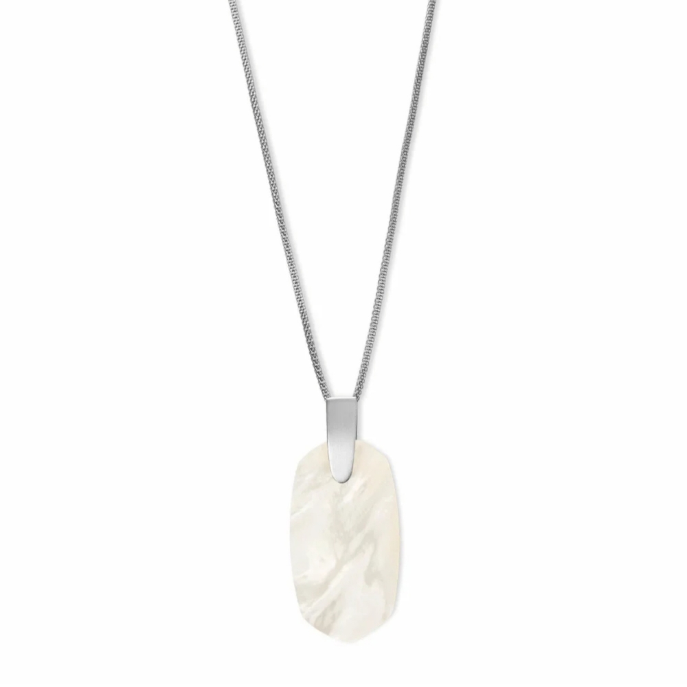 Inez Long Pendant Necklace in Silver